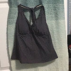 This very nice, Lands End Navy Blue Polka Dot swim top worn only once.